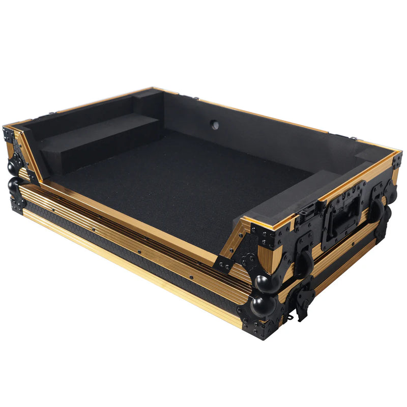 PRO-X- XS-DDJ1000 W GLD - ProX XS-DDJ1000WFGLD ATA Flight Case for Pioneer DDJ-1000 FLX6 SX3 DJ Controller w/1U Rack Space and Wheels (Gold Black)