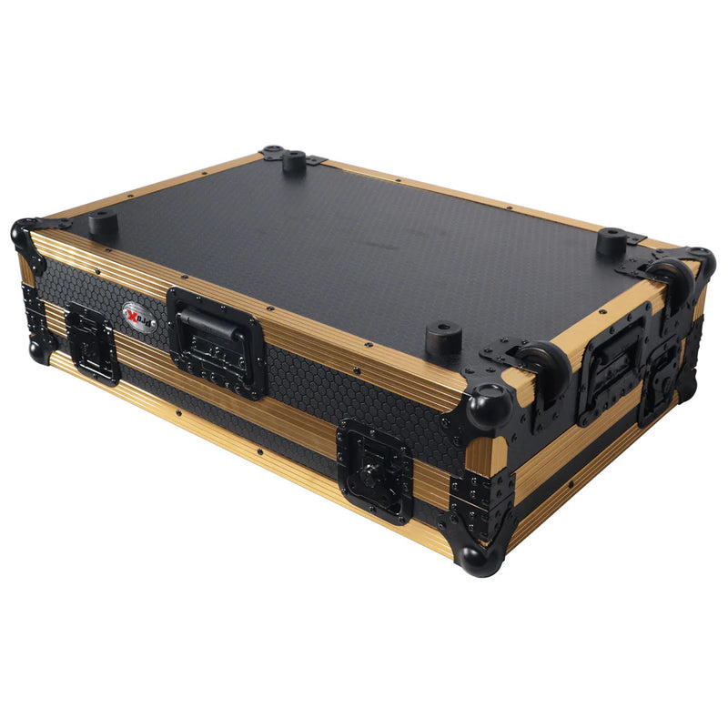 PRO-X- XS-DDJ1000 W GLD - ProX XS-DDJ1000WFGLD ATA Flight Case for Pioneer DDJ-1000 FLX6 SX3 DJ Controller w/1U Rack Space and Wheels (Gold Black)