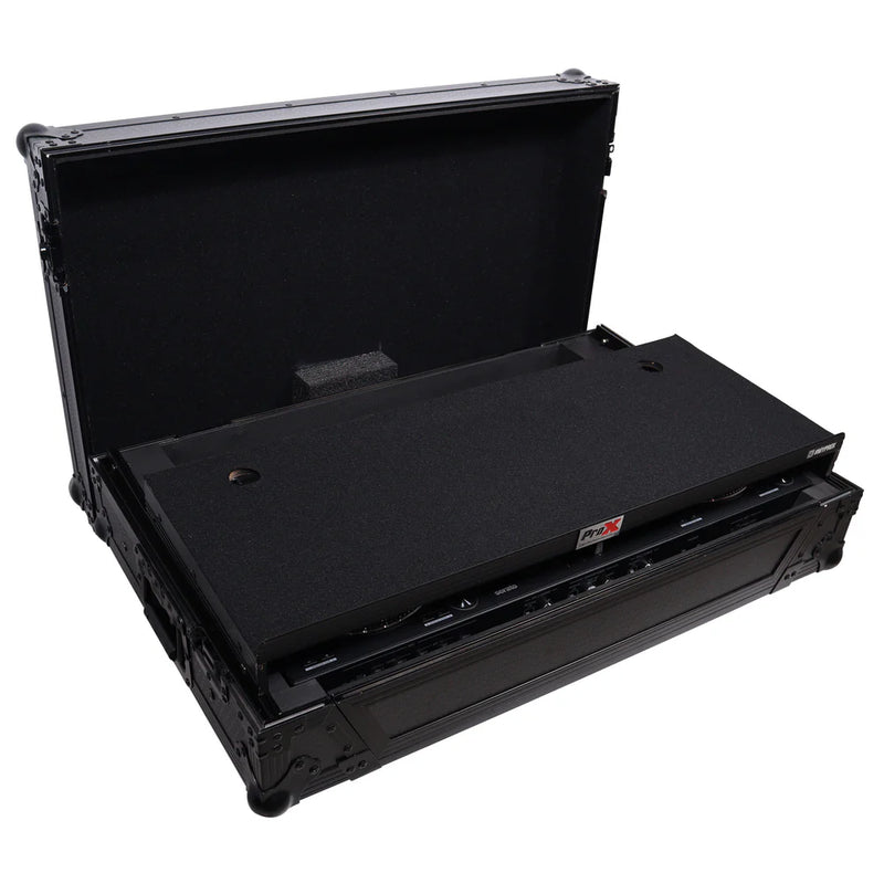 PRO-X- XS-DDJSR2 LT LED - ProX Flight Case for Pioneer DDJ-SR2 Controller with Laptop Shelf and LED Kit (Silver-on-Black)