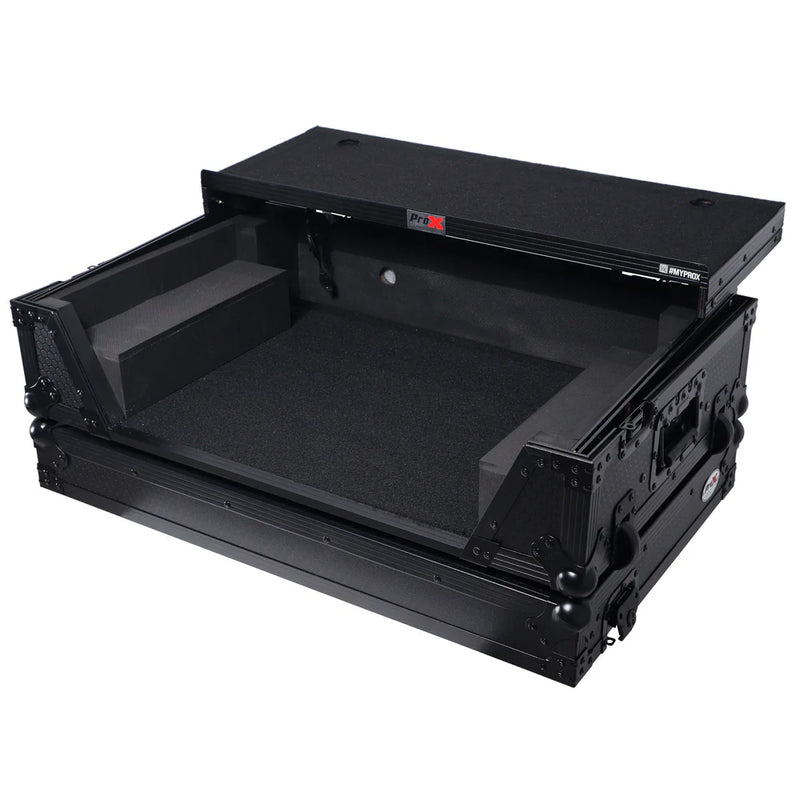 PRO-X- XS-FLX102U WLTBL LED - ProX XS-FLX102UWLTBLLED Case For Pioneer DDJ-FLX10 DJ Controller with Laptop Shelf 2U Rack Space Wheels (Black)