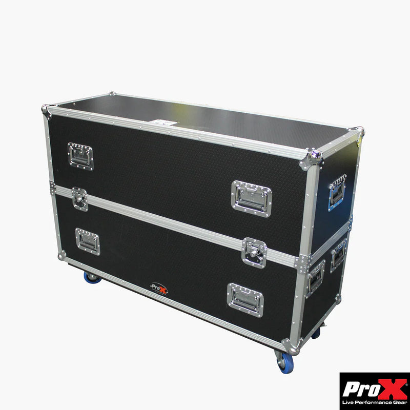 PRO-X- XS-LCD4350WX2 - ProX XS-LCD4350WX2 LCD/LED/Plasma Road Case Holds Two 43"-50" TVs Adjustable Case W/4 Inch Casters