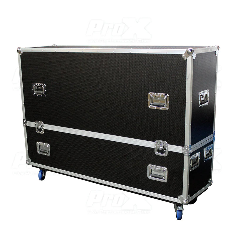 PRO-X- XS-LCD7080WX2 - ProX XS-LCD7080WX2 LED-LCD-Plasma TV Dual 70" to 80" Adjustable Flight Case W/4" Casters