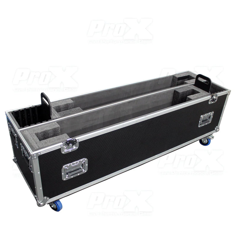 PRO-X- XS-LCD7080WX2 - ProX XS-LCD7080WX2 LED-LCD-Plasma TV Dual 70" to 80" Adjustable Flight Case W/4" Casters