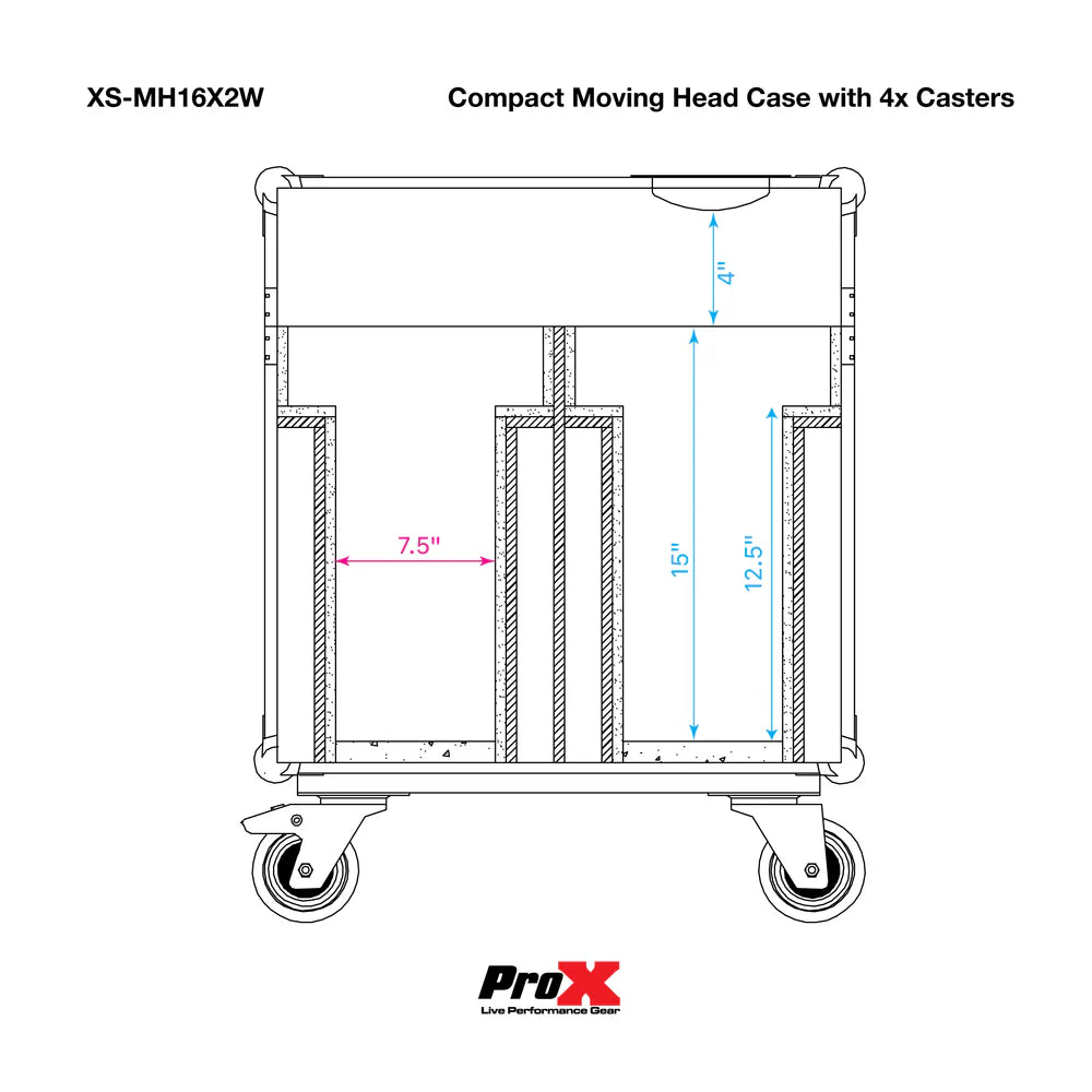 PRO-X- XS-MH16X2W - ProX XS-MH16X2W Fits Vizi Beam RXONE & Intimidator Spot 260 Style Moving Head Lighting Case for 2 Units