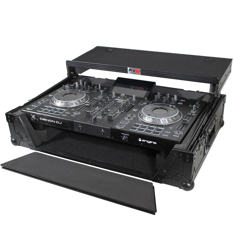 PRO-X- XS-PRIME2 LTBL - ProX XS-PRIME2 LTBL ATA Flight Case For Denon PRIME 2 DJ Controller w/Laptop Shelf 1U Rack Space (Black)