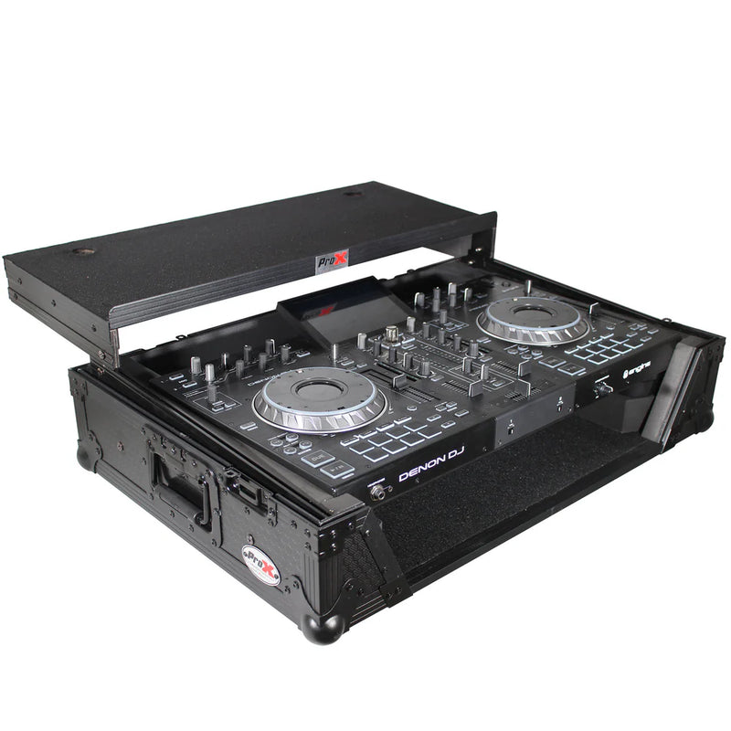 PRO-X- XS-PRIME2 LTBL - ProX XS-PRIME2 LTBL ATA Flight Case For Denon PRIME 2 DJ Controller w/Laptop Shelf 1U Rack Space (Black)