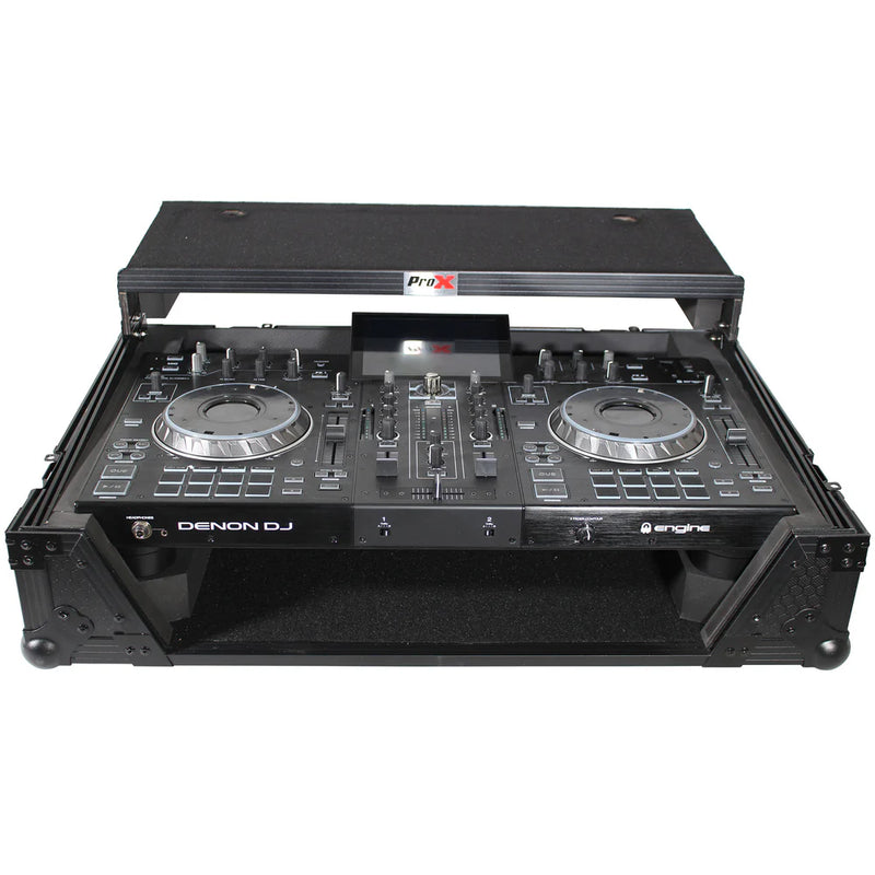 PRO-X- XS-PRIME2 LTBL - ProX XS-PRIME2 LTBL ATA Flight Case For Denon PRIME 2 DJ Controller w/Laptop Shelf 1U Rack Space (Black)