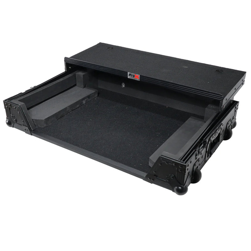 PRO-X- XS-PRIME4 WLTBL - ProX XS-PRIME4 WLTBL Flight Case for Denon Prime 4 DJ Controller w/Sliding Laptop Shelf, 1U Rack Space, and Wheels (Black Finish)