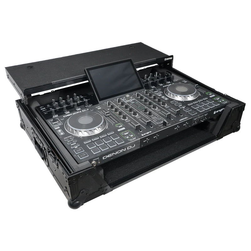 PRO-X- XS-PRIME4 WLTBL - ProX XS-PRIME4 WLTBL Flight Case for Denon Prime 4 DJ Controller w/Sliding Laptop Shelf, 1U Rack Space, and Wheels (Black Finish)