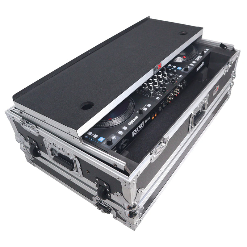 PRO-X- XS-RANEFOUR WLT - ProX XS-RANEFOUR WLT ATA Flight Style Road Case For RANE Four DJ Controller with Laptop Shelf 1U Rack Space and Wheels