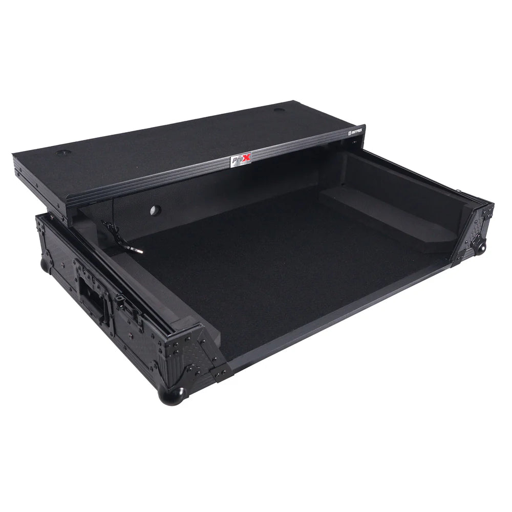 PRO-X- XS-RANEFOUR WLTBL LED - ProX XS-RANEFOUR WLTBL LED ATA Flight Style Road Case For RANE Four DJ Controller with Laptop Shelf 1U Rack Space LED and Wheels (Black)