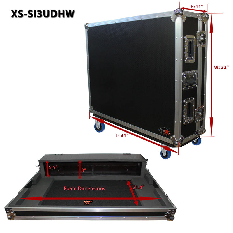 PRO-X- XS-SI3UDHW - ProX XS-SI3UDHW Fits Soundcraft SI Performer 3 and Expression 3 Mixer Console Case w/Doghouse and Wheels