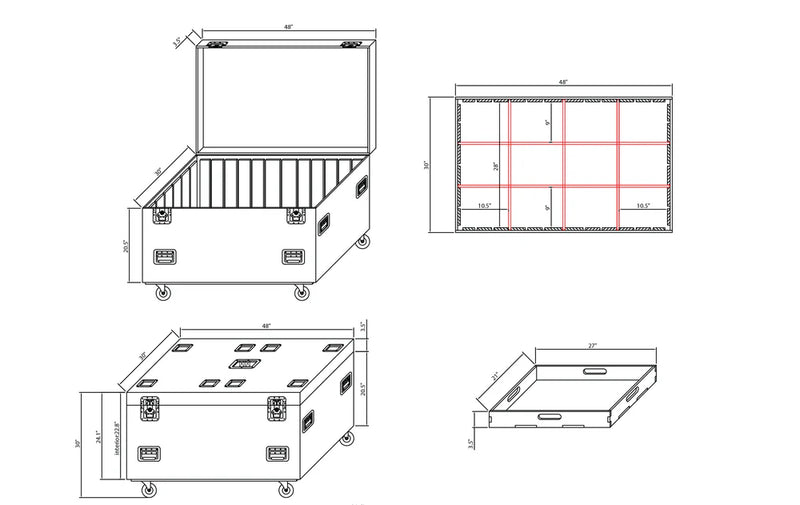 PRO-X- XS-UTL483030W MK2 - ProX XS-UTL483030W TruckPaX™ Heavy-Duty Truck Pack Utility Flight Case W-Divider and Tray Kit