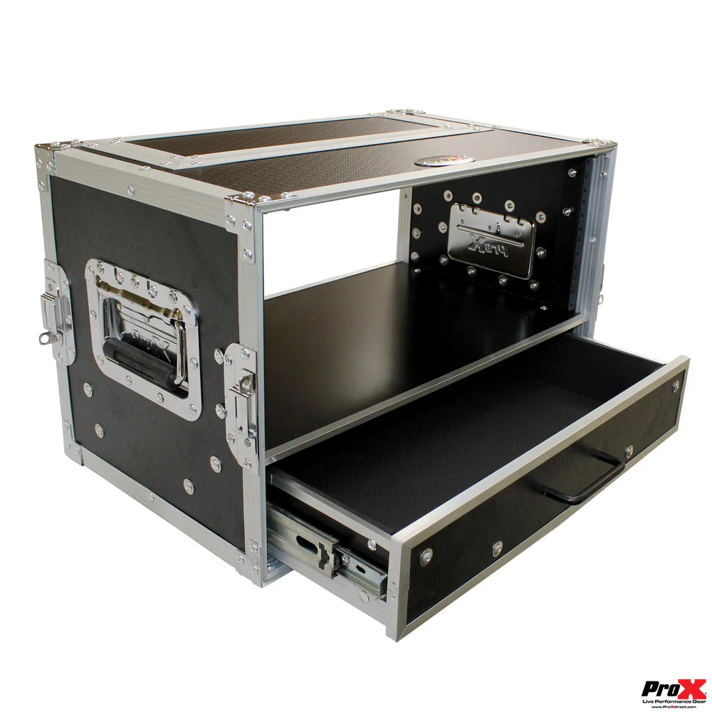 PRO-X- XS-WM4U2DR - ProX XS-WM4U2DR Flight Case ATA Style Rack 12 In. Deep 4U W/2U Drawer