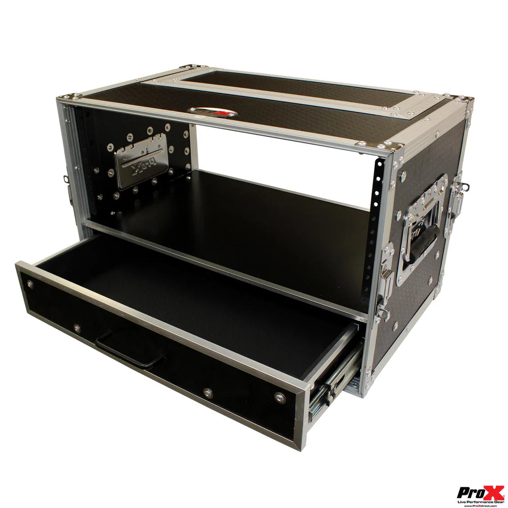 PRO-X- XS-WM4U2DR - ProX XS-WM4U2DR Flight Case ATA Style Rack 12 In. Deep 4U W/2U Drawer
