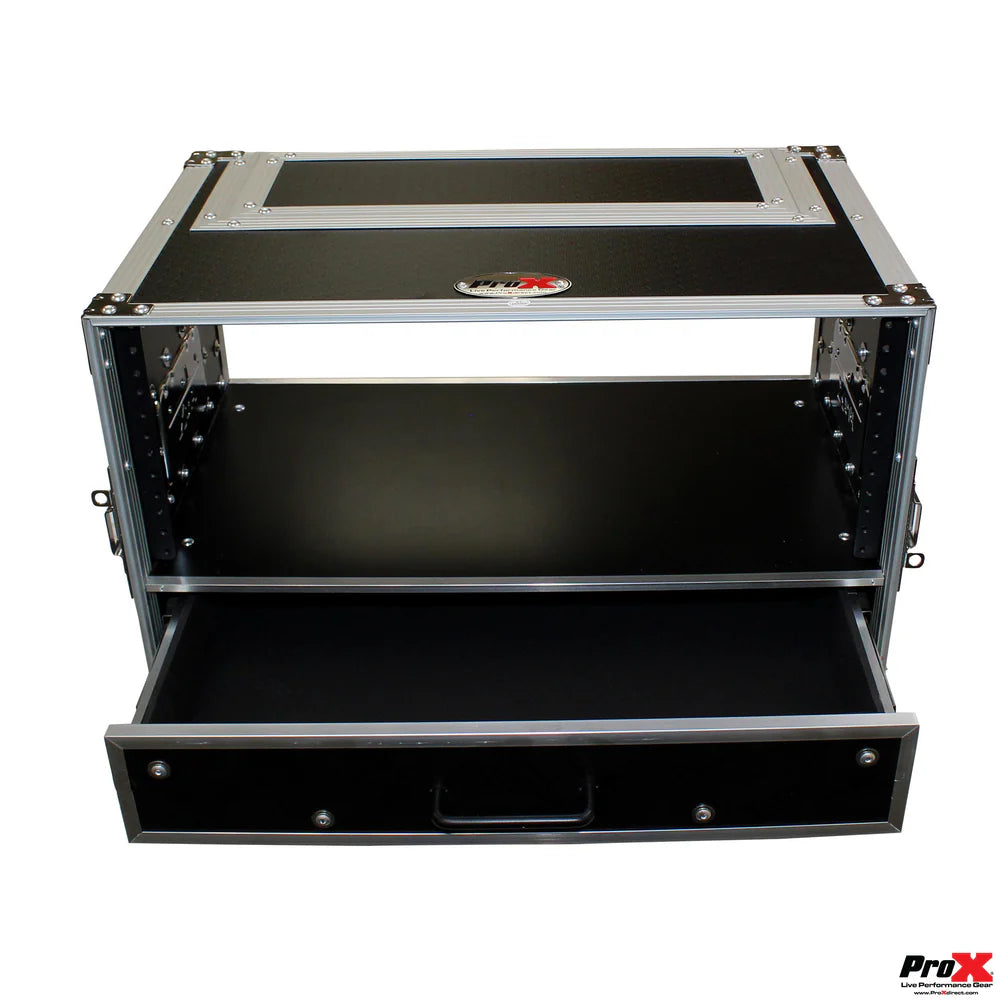 PRO-X- XS-WM4U2DR - ProX XS-WM4U2DR Flight Case ATA Style Rack 12 In. Deep 4U W/2U Drawer