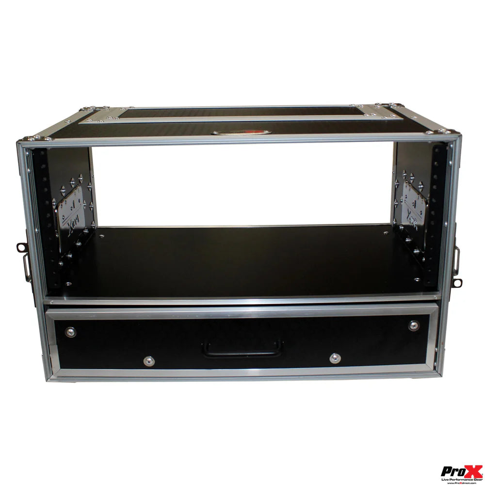 PRO-X- XS-WM4U2DR - ProX XS-WM4U2DR Flight Case ATA Style Rack 12 In. Deep 4U W/2U Drawer