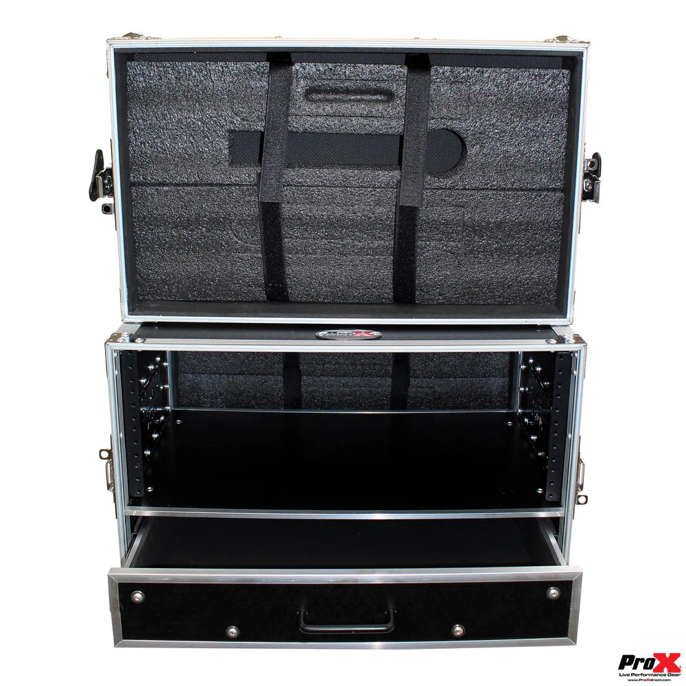 PRO-X- XS-WM4U2DR - ProX XS-WM4U2DR Flight Case ATA Style Rack 12 In. Deep 4U W/2U Drawer