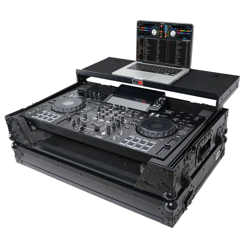 PRO-X- XS-XDJRX3 WLTBL - ProX XS-XDJRX3WLTBL Flight Case for Pioneer XDJ-RX3 RX2 Case w/ Sliding Laptop Shelf and Wheels - Black on Black