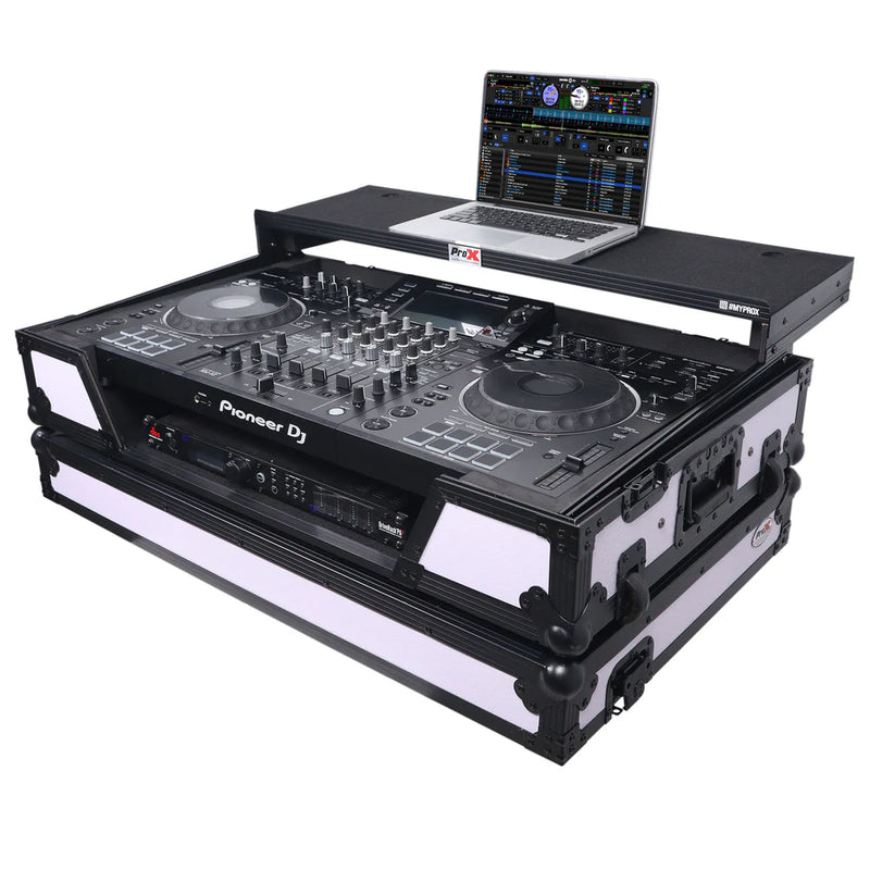 PRO-X- XS-XDJXZ WLTWH - ProX XS-XDJXZWLT WH ATA Flight Case For Pioneer XDJ-XZ DJ Controller with Laptop Shelf 1U Rack Space and Wheels (Black White)