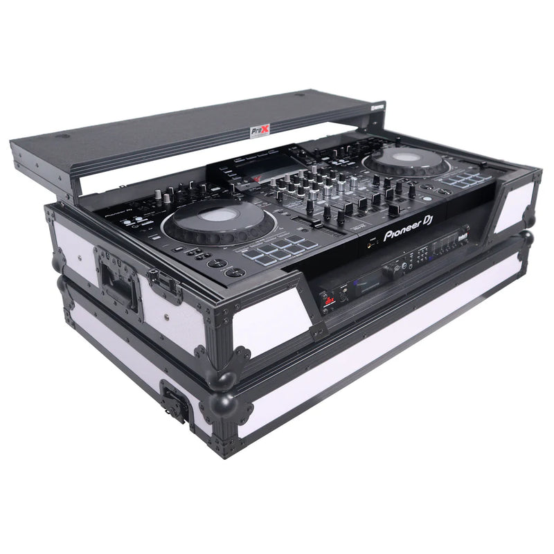 PRO-X- XS-XDJXZ WLTWH - ProX XS-XDJXZWLT WH ATA Flight Case For Pioneer XDJ-XZ DJ Controller with Laptop Shelf 1U Rack Space and Wheels (Black White)