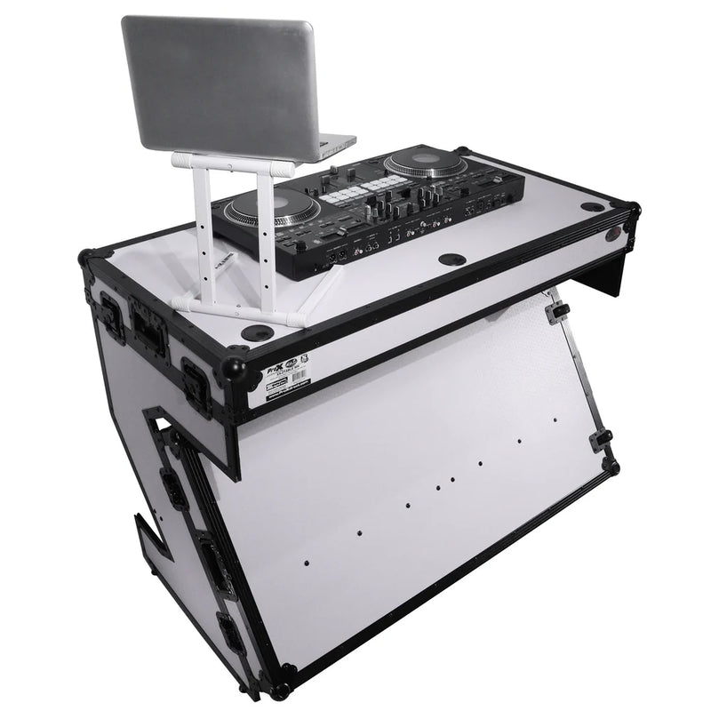 PRO-X- XS-ZTABLE WH - ProX XS-ZTABLE WH MK2 DJ Table Mobile Workstation Flight Case Style with Handles and Wheels