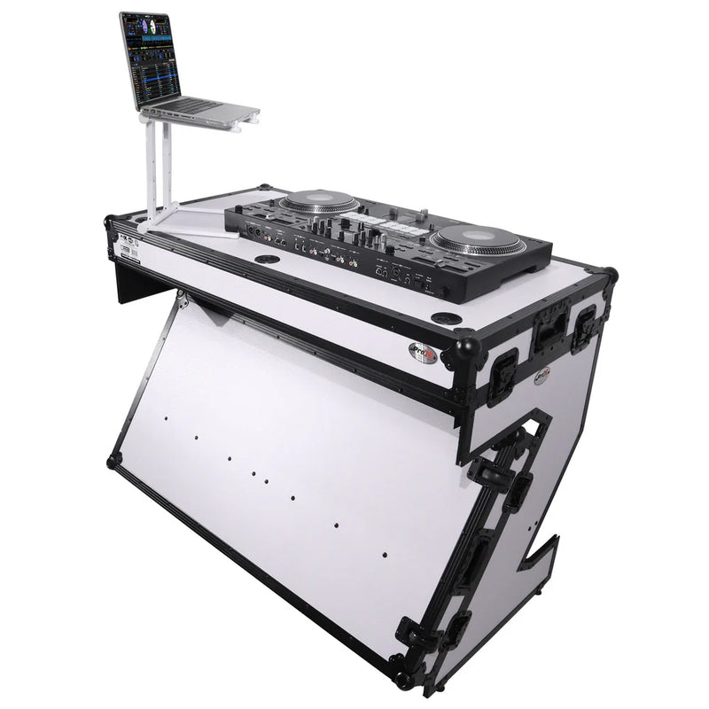 PRO-X- XS-ZTABLE WH MK2 - ProX XS-ZTABLE WH MK2 DJ Table Mobile Workstation Flight Case Style with Handles and Wheels