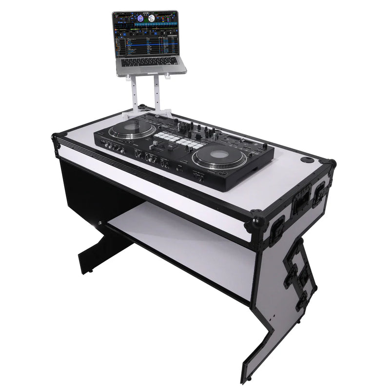 PRO-X- XS-ZTABLE WH - ProX XS-ZTABLE WH MK2 DJ Table Mobile Workstation Flight Case Style with Handles and Wheels