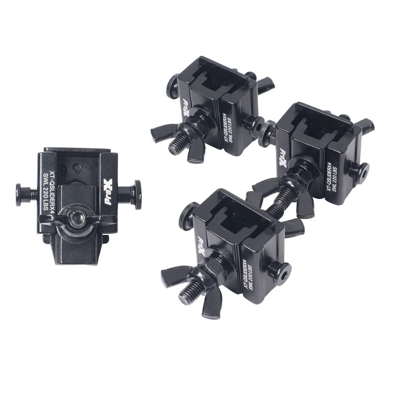 PRO-X- XT-QSLIDERX4 - ProX XT-QSLIDERX4 Set of 4 Quick Release Sliding Truss Clamp Mounting Adapters Ideal For Fastening Moving Heads