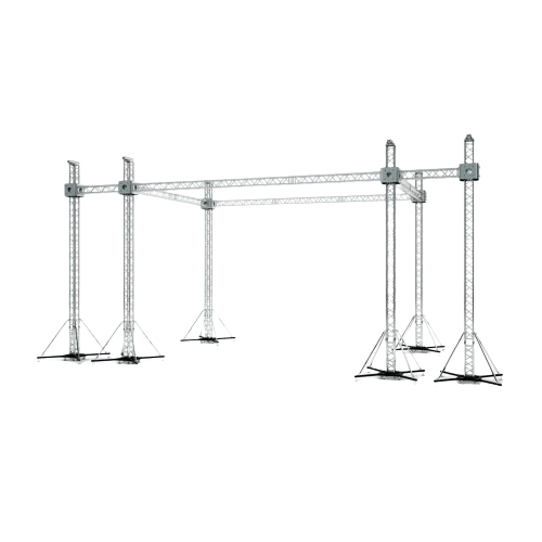 PROX-XTP-GS302023 - ProX XTP-GS302023-SPW Flat Stage Roofing System with 7 Ft Speaker Wings and 6 Chain Hoists - 30 Ft W x 20 Ft L x 23 Ft H