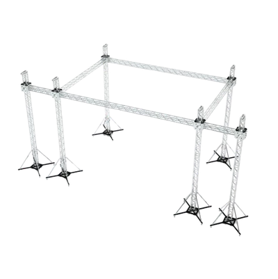 PROX-XTP-GS302023 - ProX XTP-GS302023-SPW Flat Stage Roofing System with 7 Ft Speaker Wings and 6 Chain Hoists - 30 Ft W x 20 Ft L x 23 Ft H