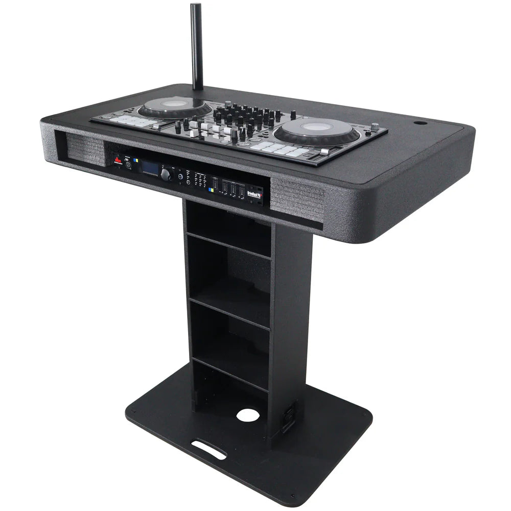 PRO-X- XZF-DJCT BL - ProX XZF-DJCTBL Control Tower DJ Podium for Pioneer DDJ-REV7 XDJ-XZ DDJ-1000 RANE One (Black Finish)