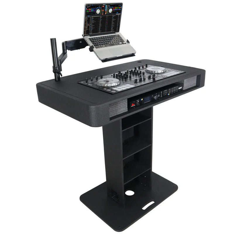 PROX-XZF-DJCT BL - ProX XZF-DJCTBL Control Tower DJ Podium for Pioneer DDJ-REV7 XDJ-XZ DDJ-1000 RANE One (Black Finish)