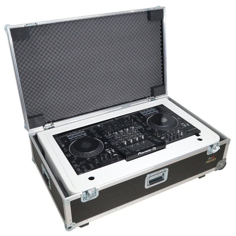 PROX-XZF-DJCT W 2U CASE - ProX XZF-DJCTW2UCASE Control Tower DJ Podium 2x 1U Rack Space w/Road Cases