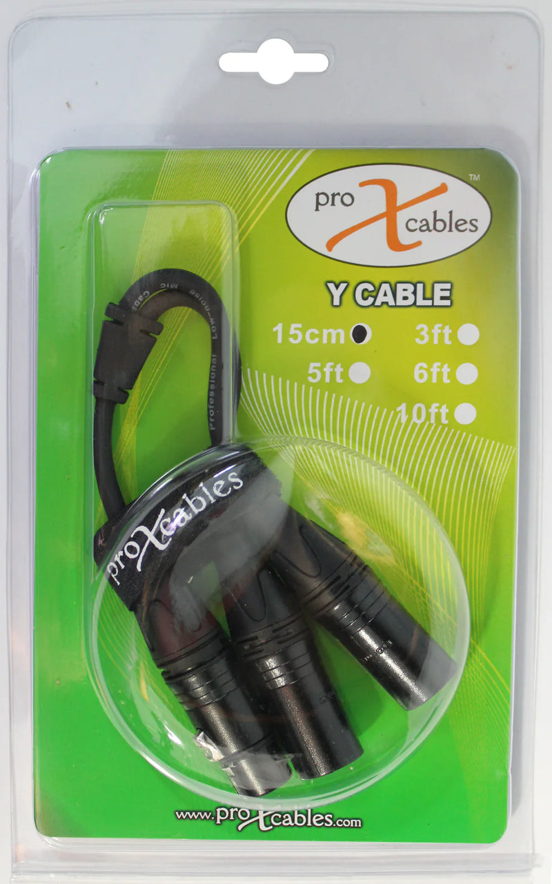 PRO-X- XC-YXF - ProX XC-YXF 6 In. Balanced XLR-F to Dual XLR-M High Performance Audio Y Cable