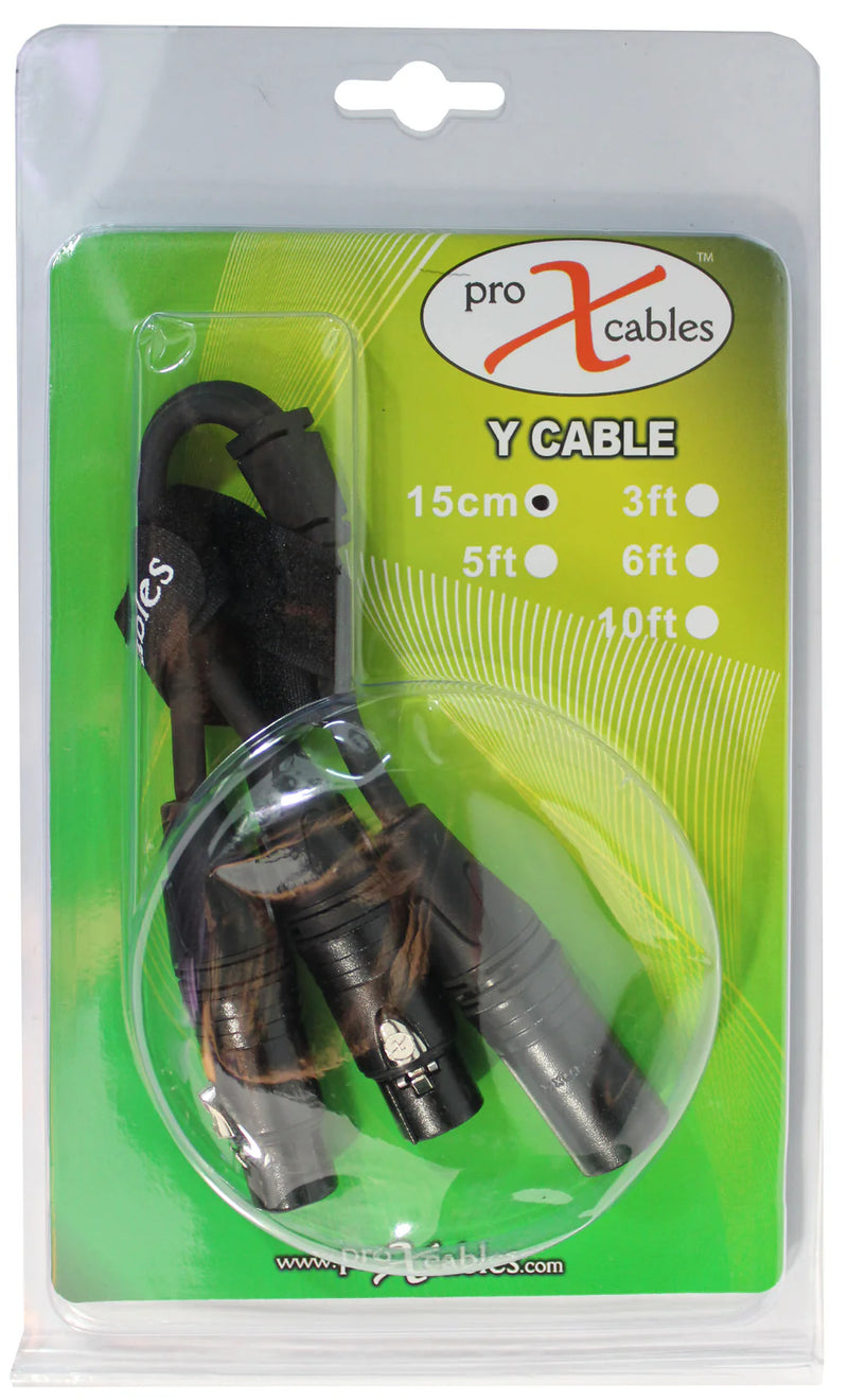 PRO-X- XC-YXM - ProX XC-YXM 6 In. Balanced XLR-M to Dual XLR-F High Performance Audio Y Cable