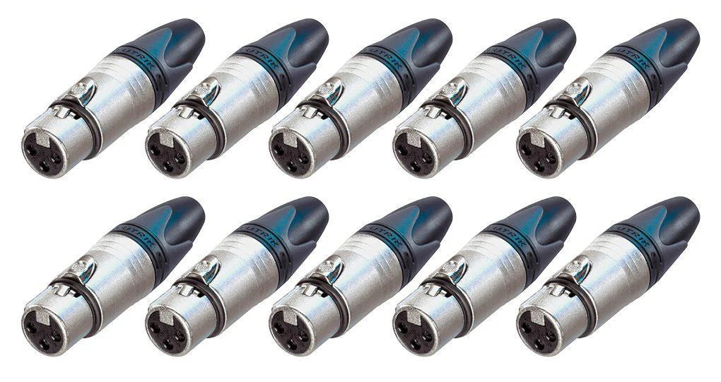 Neutrik NC3FXX (PACK OF 10) Connector XLRF - 3 Pin Nickel Female Inline XLR with Silver Contacts