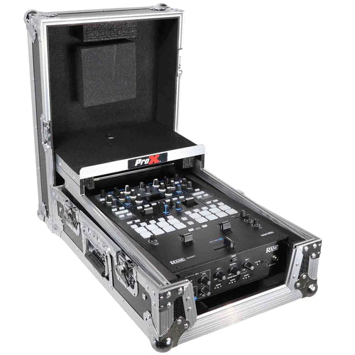 PRO-X- XS-RANE72LTMK11 - ATA-300 Style Gig Ready Flight/Road Case w/Laptop Shelf for Rane Seventy-Two DJ Mixer - 11" (Silver on Black)