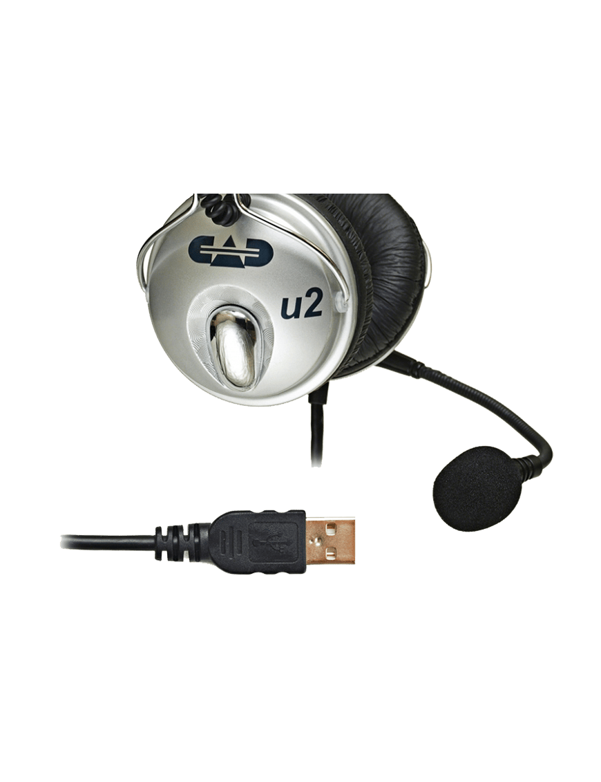 CAD AUDIO CAD-U2 USB  Heaphones w/Card Cond Mic 6' USB Cable - CAD U2 - USB Stereo Headphones with Condenser Microphone