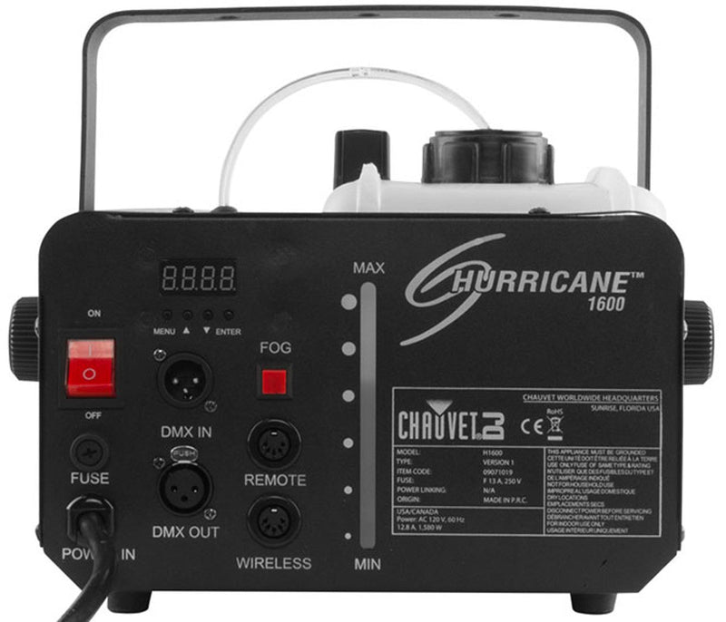 CHAUVET HURRICANE-H1600 Fog Machine - Chauvet DJ HURRICANE H-1600 Compact Lightweight High Output Fog Machine With Dmx Control