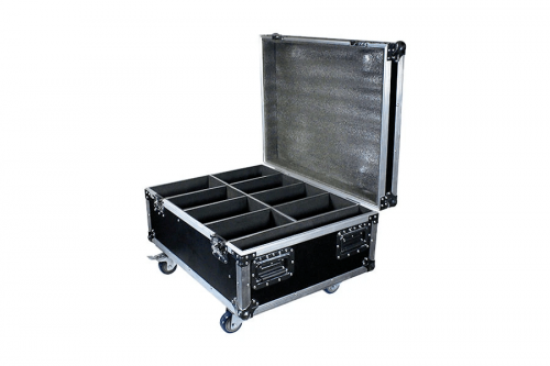 DICE 6 BW CASE -  6 fixtures of 7x 12W RGBAW+UV 6-in-1 LEDs, and super long-life internal Lithium-Ion battery system with charging rolling case of 8 units.