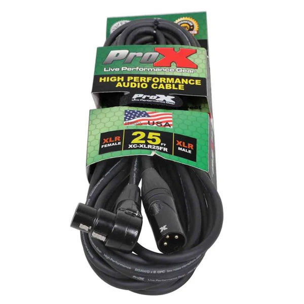 PRO-X- XC-XLR25FR - ProX XC-XLR25FR Balanced Right-Angle XLR-F to XLR-M High Performance Audio Cable Female - 25 Feet