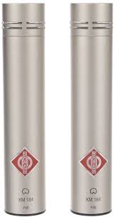 Neumann KM184 STEREOSET Stereo set includes two each: KM 184, SG 21 BK, WNS 100 in one woodbox - Neumann KM184 STEREO SET Matched Microphone Pair (Nickel)