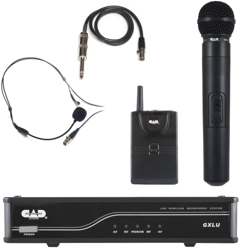 CAD AUDIO GXLUHBL UHF Wireless Combo-Hand&BP Mic L Frequency Band - CAD GXLUHBL - UHF Wireless Combo System - Handheld and Bodypack Microphone System L Frequency Band