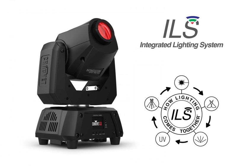 CHAUVET INTIMSPOT160-ILS LED - 9 + open, split colors, continuous scroll at variable speeds - Chauvet DJ Intimidator Spot 160 ILS LED Moving Head Light Fixture