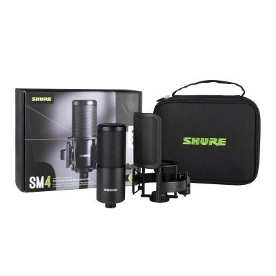 SHURE SM4-K-KIT - SM4 Dual Diaphragm Condenser Microphone Kit with Shockmount - Black