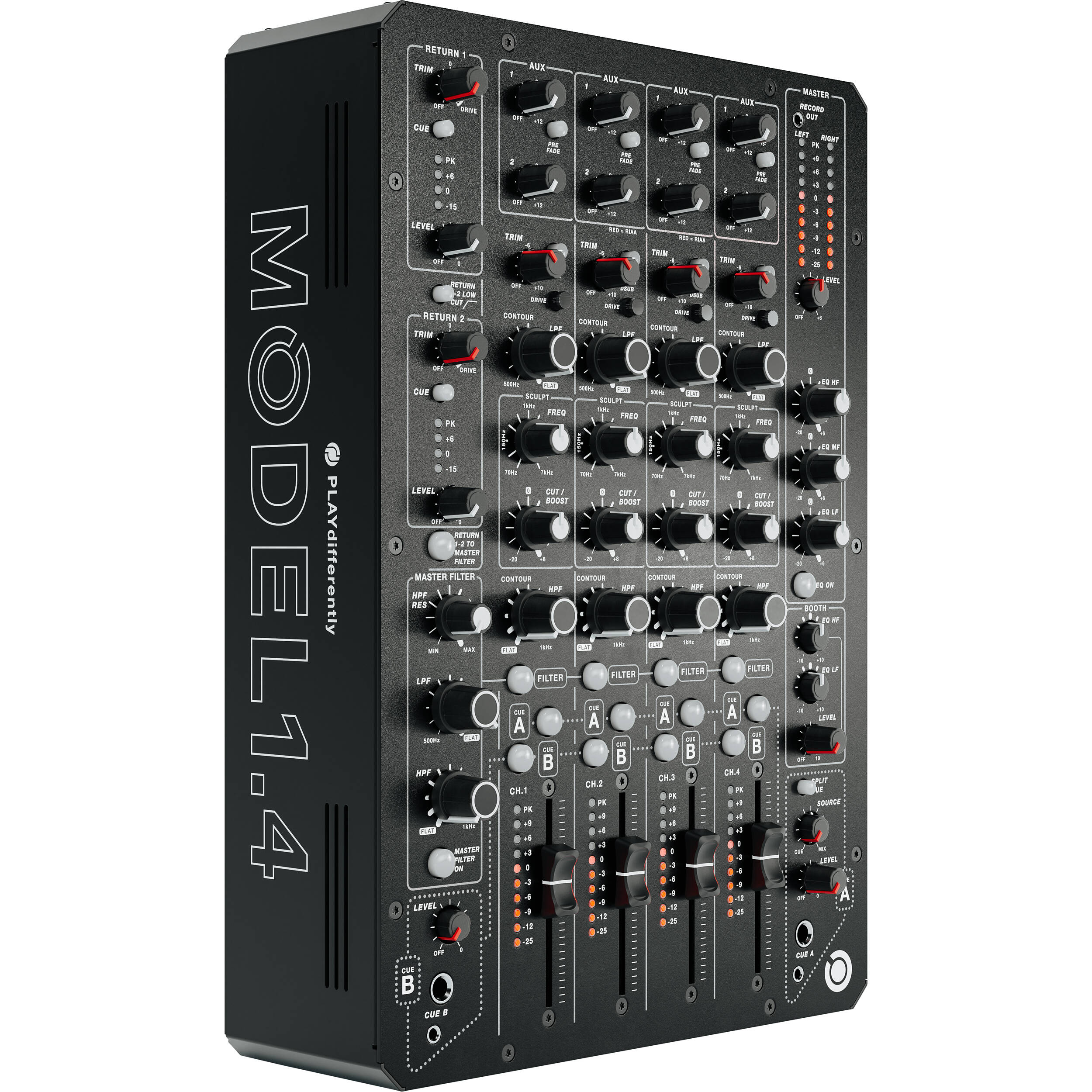 PLAY DIFFERENTLY MODEL-1.4 ((BY ALLEN & HEAT) - Premium Ultracompact 4 Channel Analog DJ Mixer