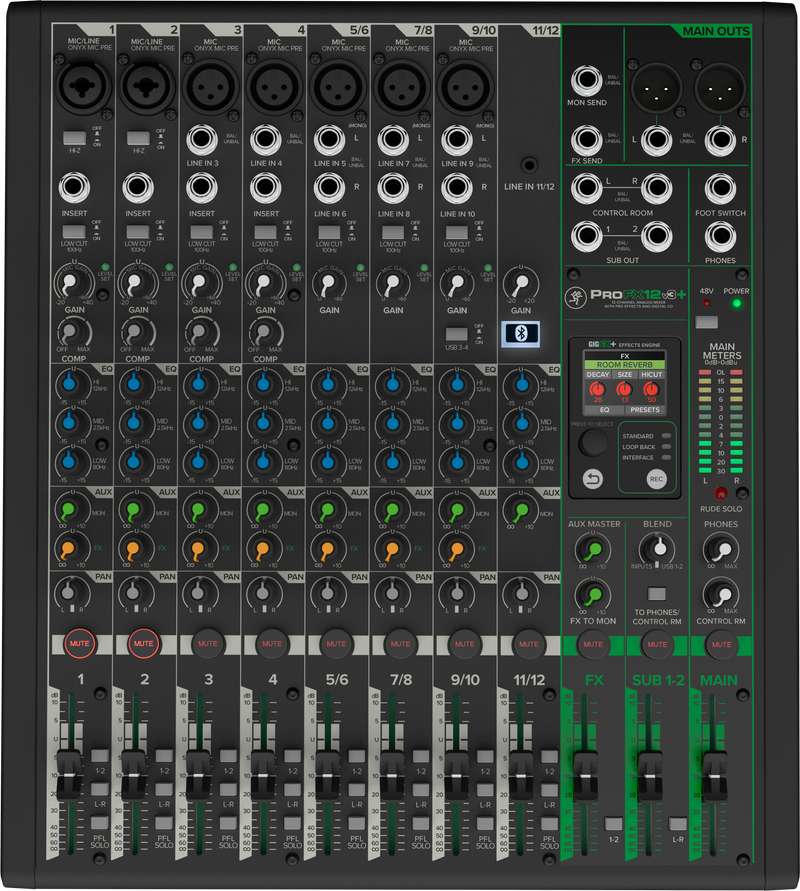 MACKIE ProFX12v3+ 12-Channel Analog Mixer With Enhanced FX, USB Recording Modes and Bluetooth®