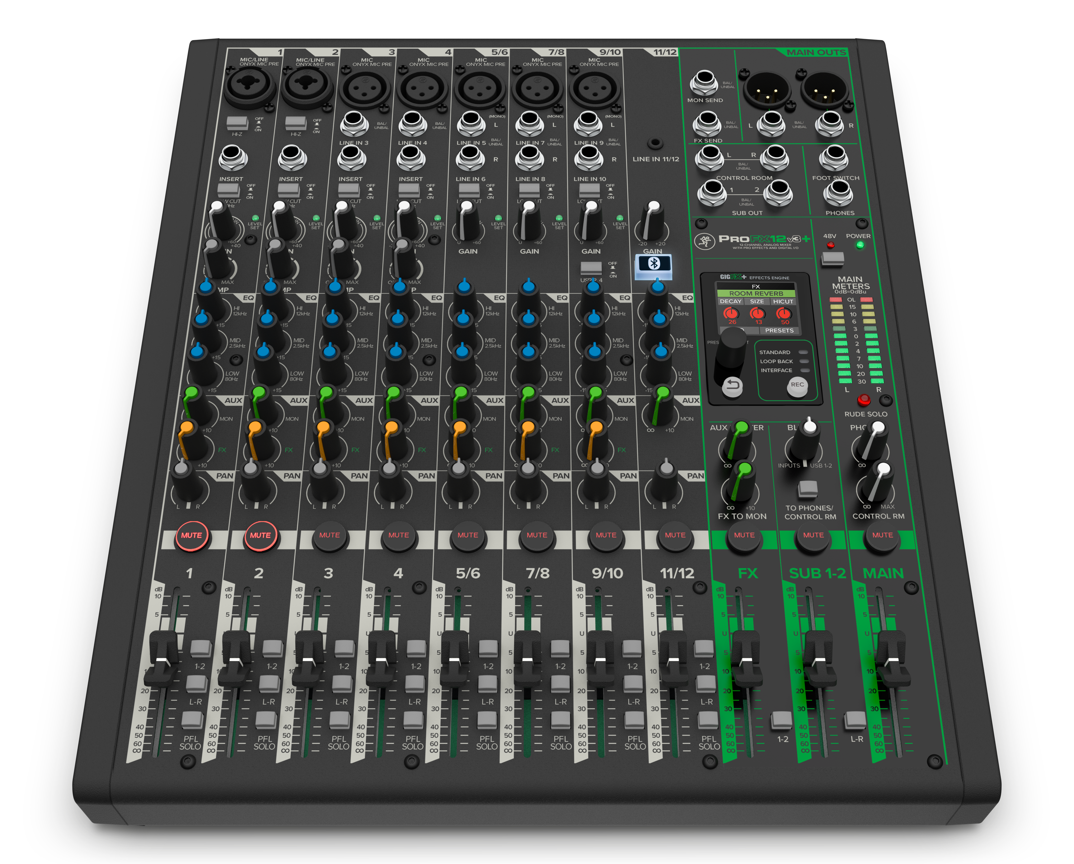 MACKIE ProFX12v3+ 12-Channel Analog Mixer With Enhanced FX, USB Recording Modes and Bluetooth®