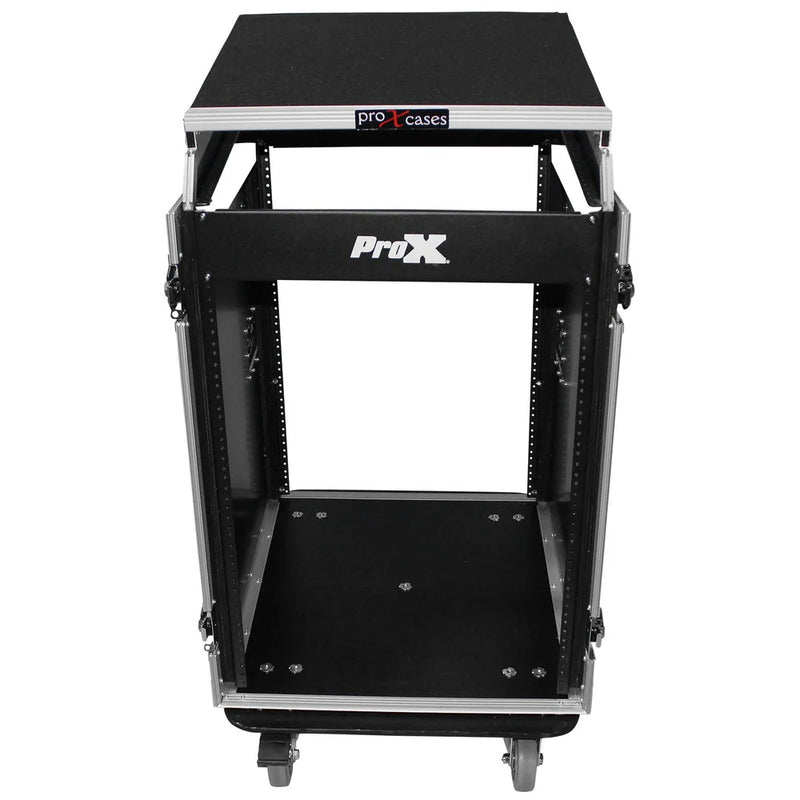 PRO-X- T-16MRSS13ULT MK2 - ProX T-16MRSS13ULT Universal 13U Top 16U Front 19" Rackmount Mixer Flight Case with 2 Side Work Tables